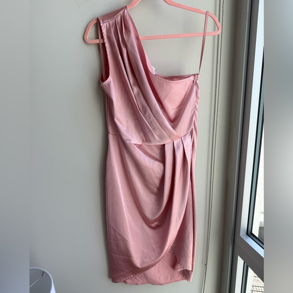 Pink One Shoulder Cocktail Dress